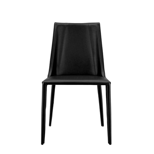 Sleek All Black Faux Leather Dining or Side Chair - AFS