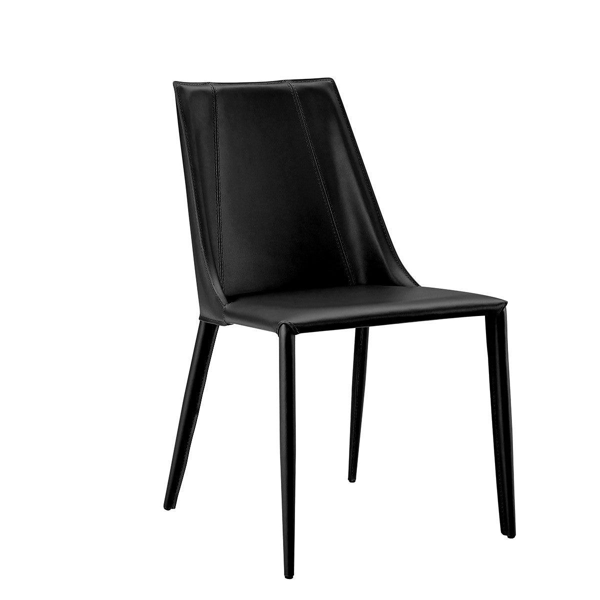 Sleek All Black Faux Leather Dining or Side Chair - AFS