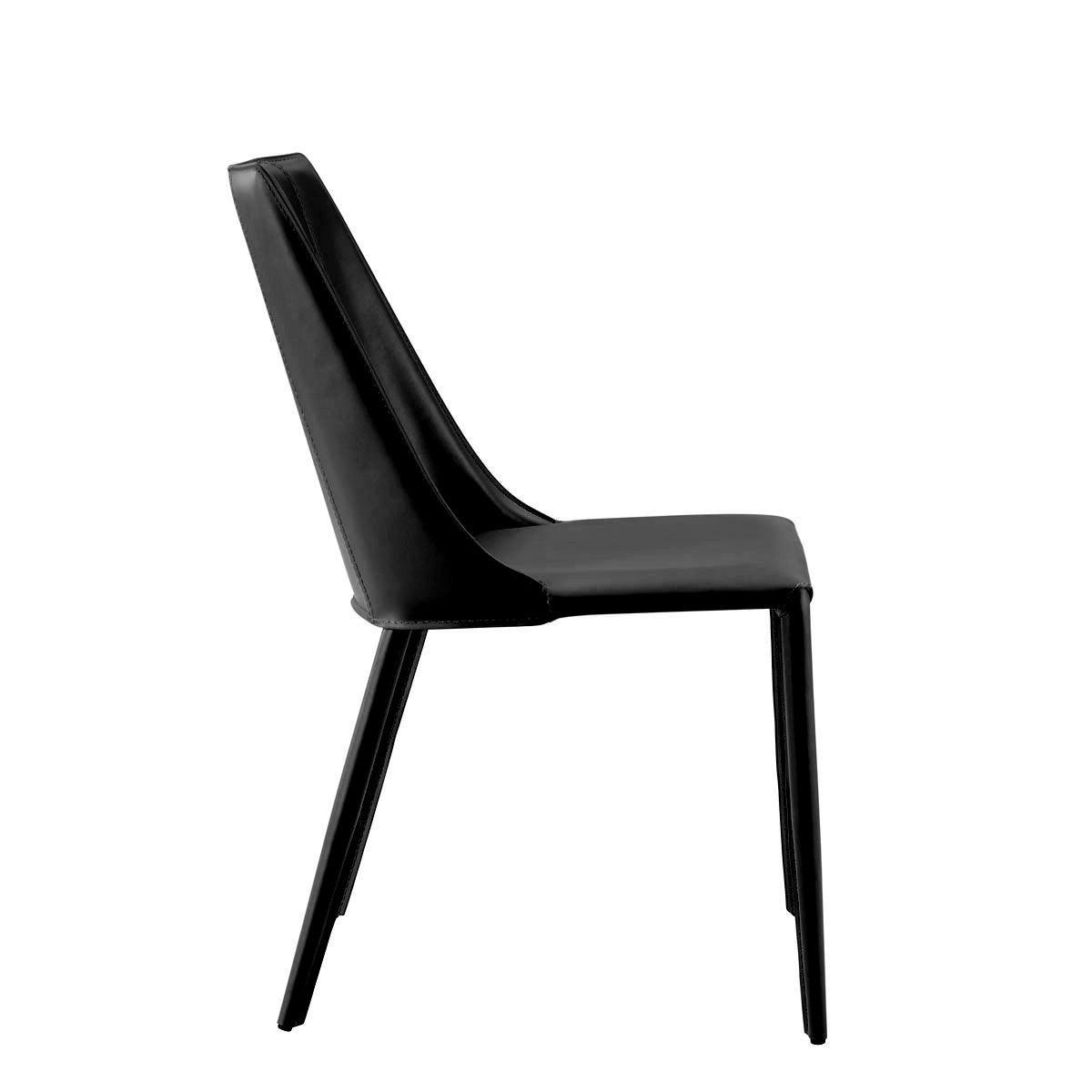 Sleek All Black Faux Leather Dining or Side Chair - AFS