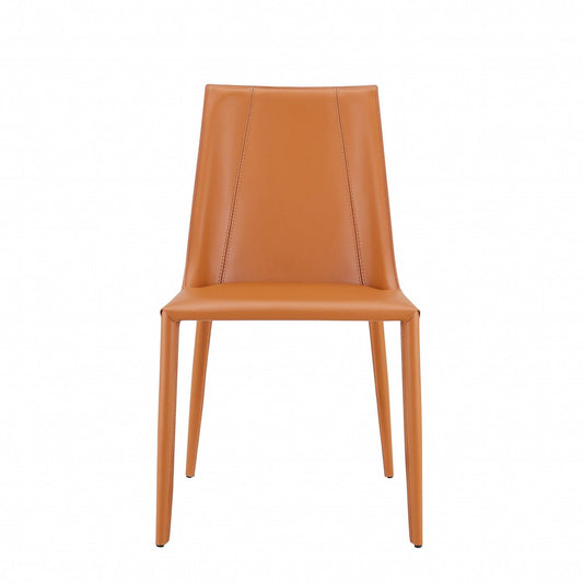 Sleek All Terra Cotta Faux Leather Dining or Side Chair - AFS