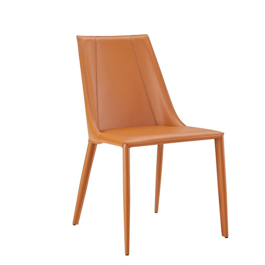 Sleek All Terra Cotta Faux Leather Dining or Side Chair - AFS