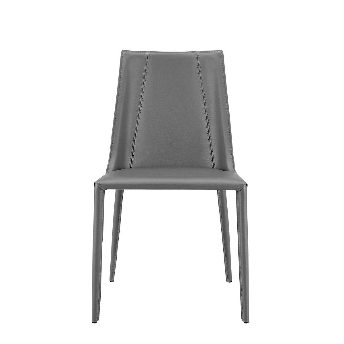 Sleek All Dark Gray Faux Leather Dining or Side Chair - AFS