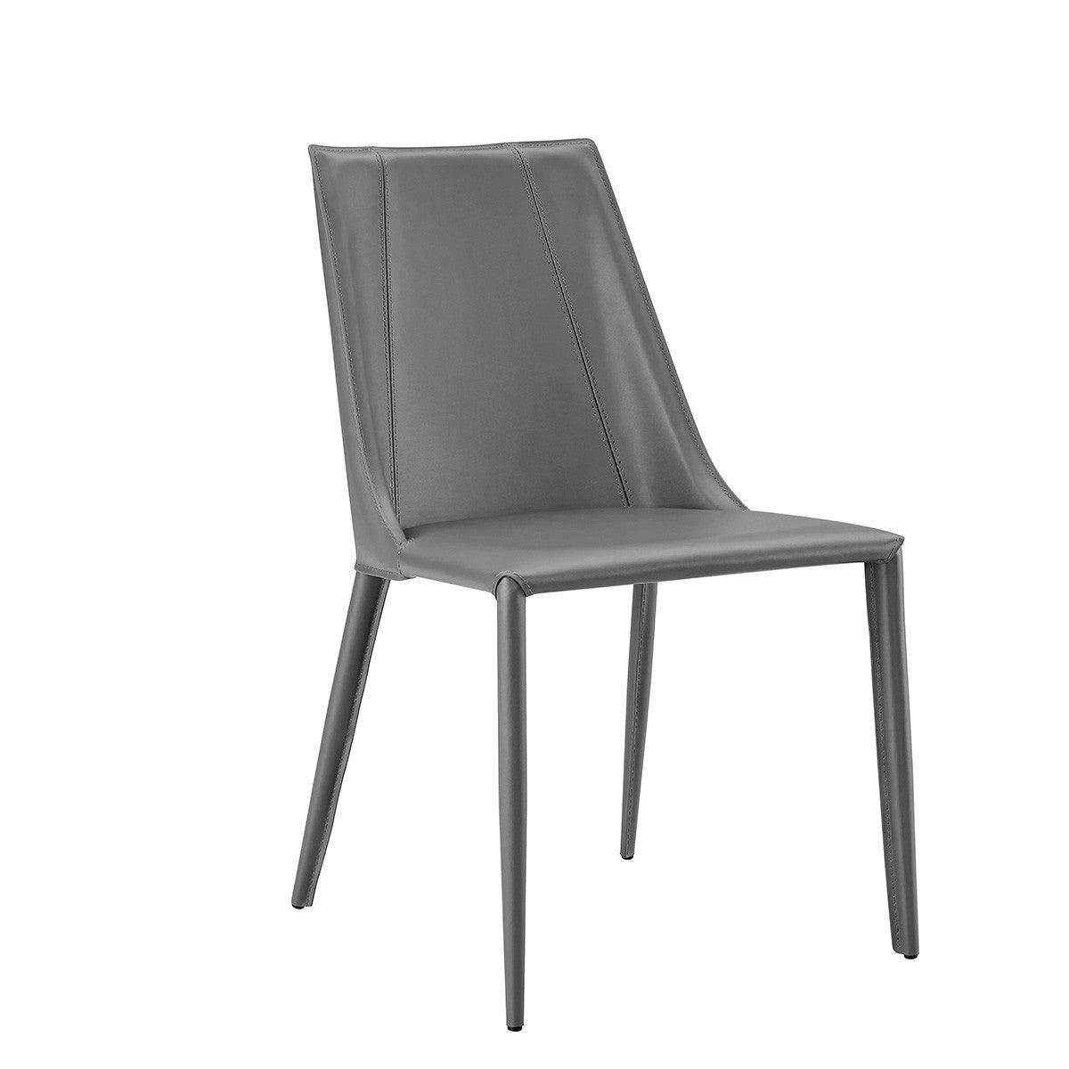 Sleek All Dark Gray Faux Leather Dining or Side Chair - AFS