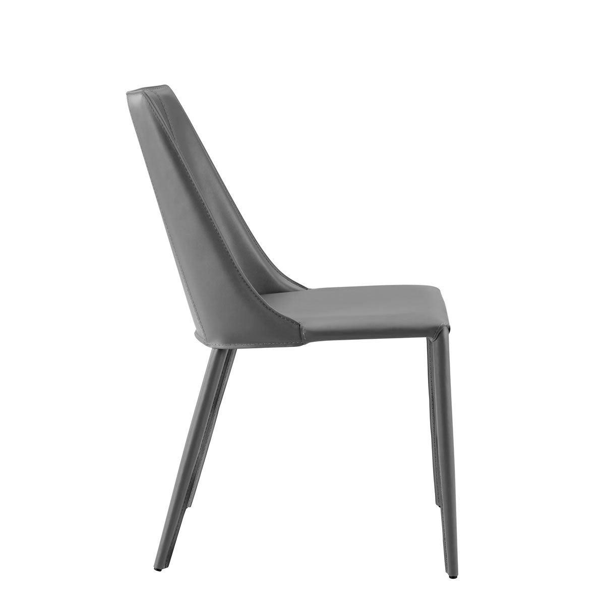 Sleek All Dark Gray Faux Leather Dining or Side Chair - AFS