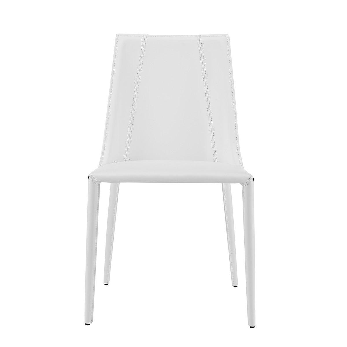 Sleek All White Faux Leather Dining or Side Chair - AFS