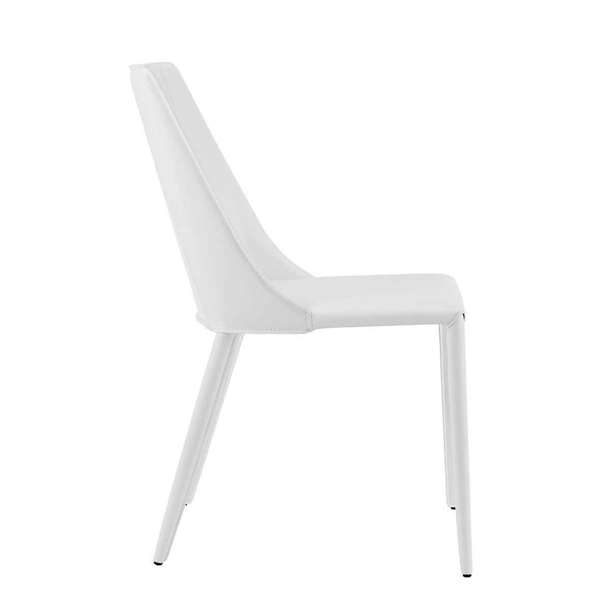 Sleek All White Faux Leather Dining or Side Chair - AFS