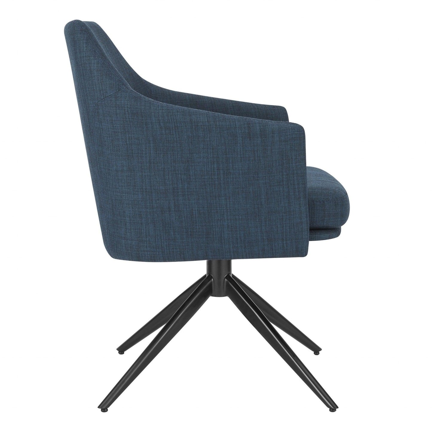 Dark Teal Blue Fabric and Black Swivel Armchair - AFS