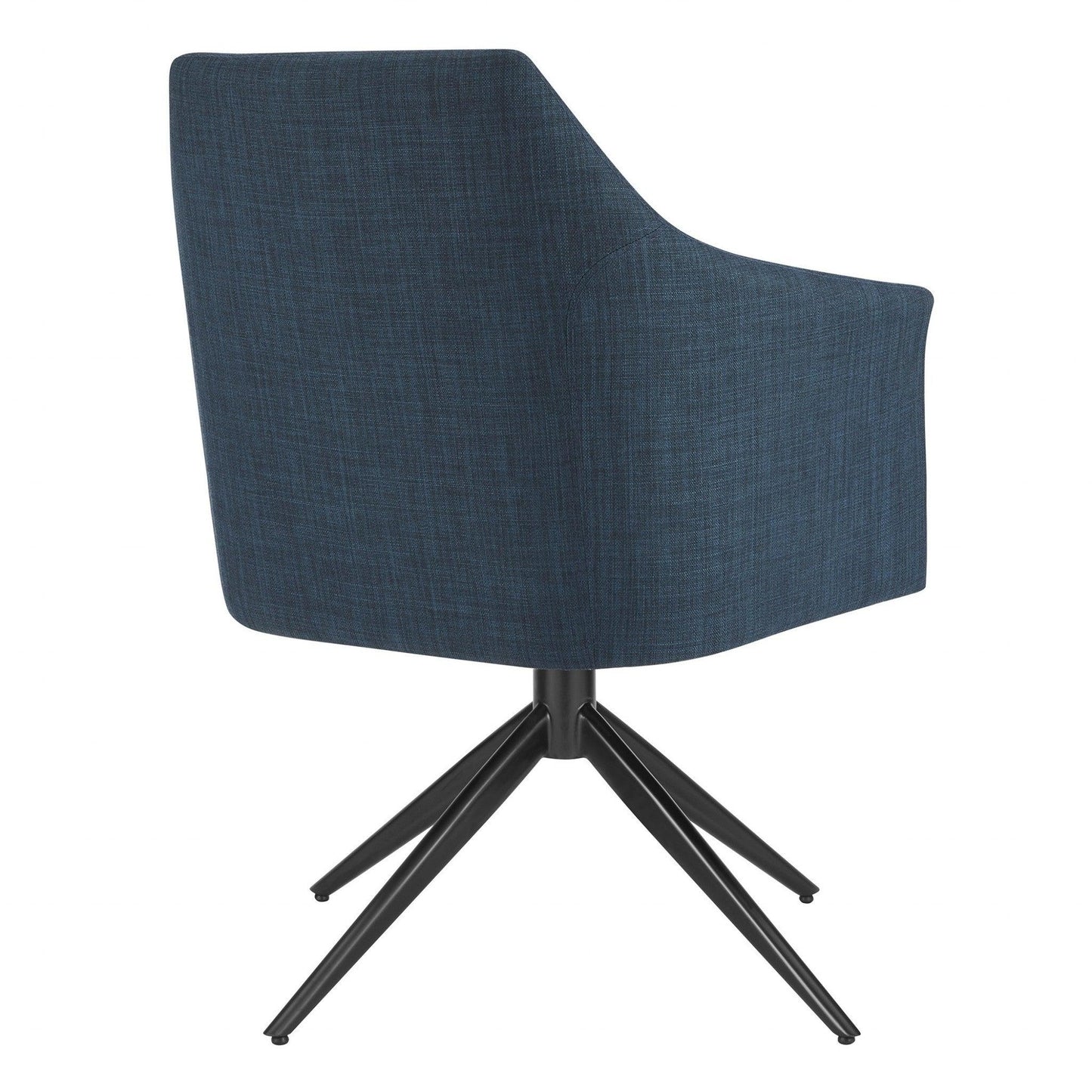 Dark Teal Blue Fabric and Black Swivel Armchair - AFS