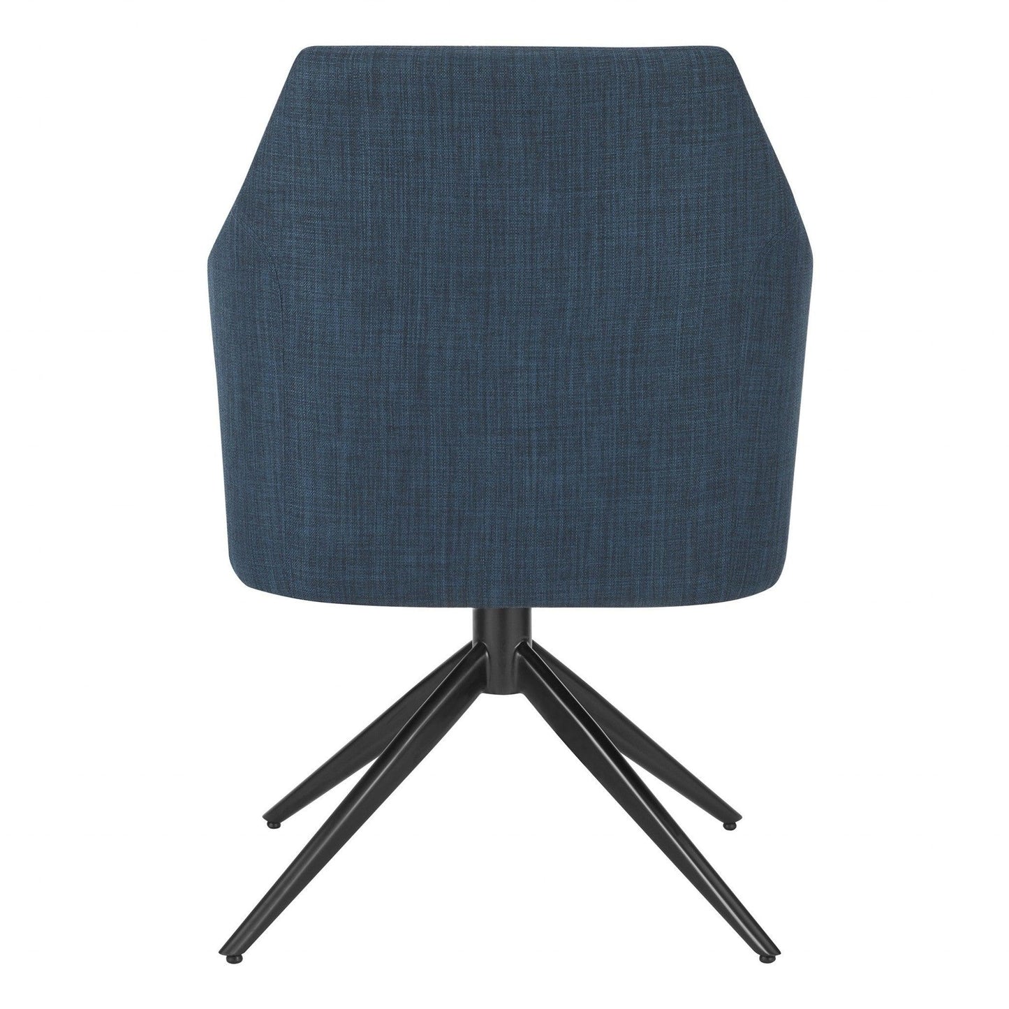 Dark Teal Blue Fabric and Black Swivel Armchair - AFS