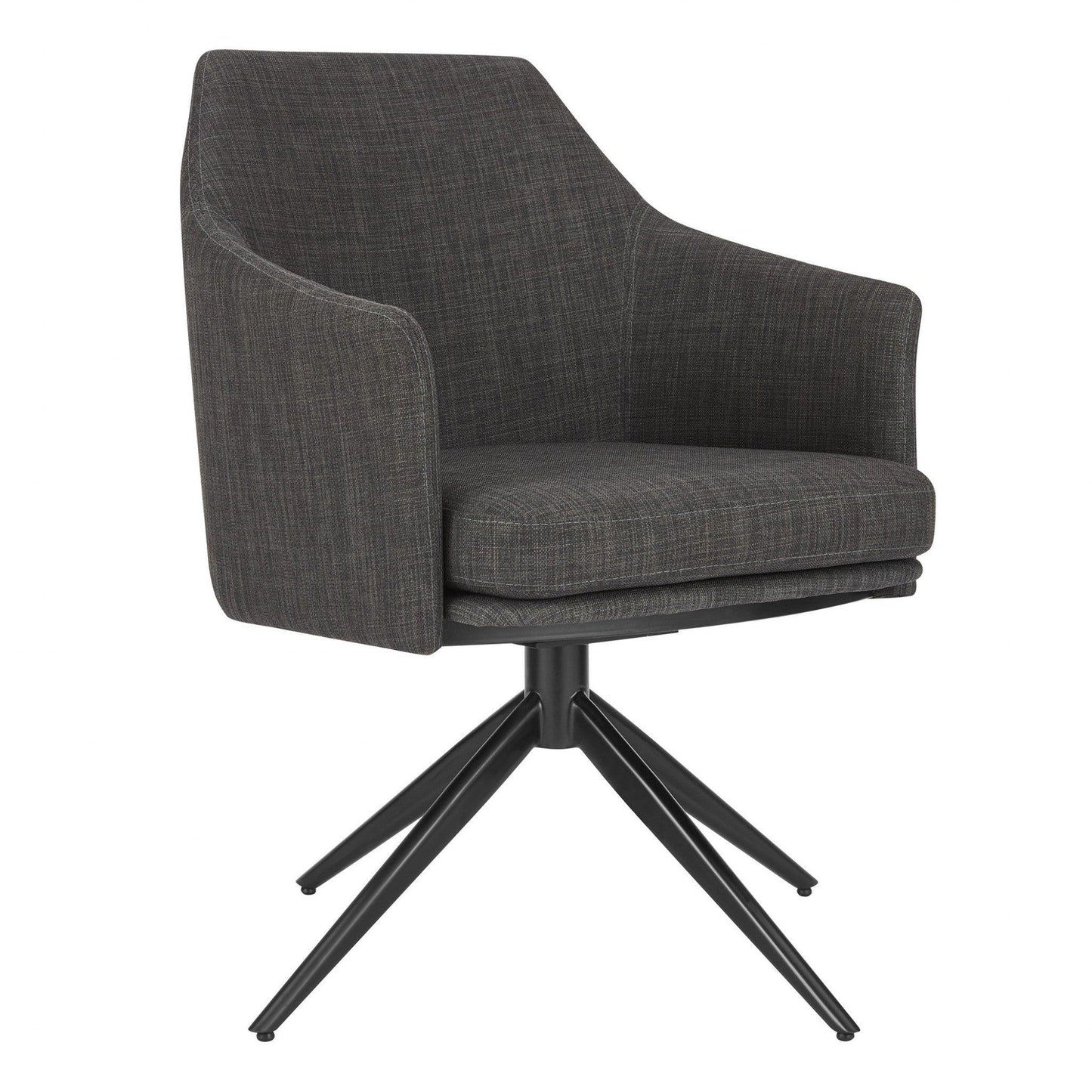 Dark Gray Fabric and Black Swivel Armchair - AFS