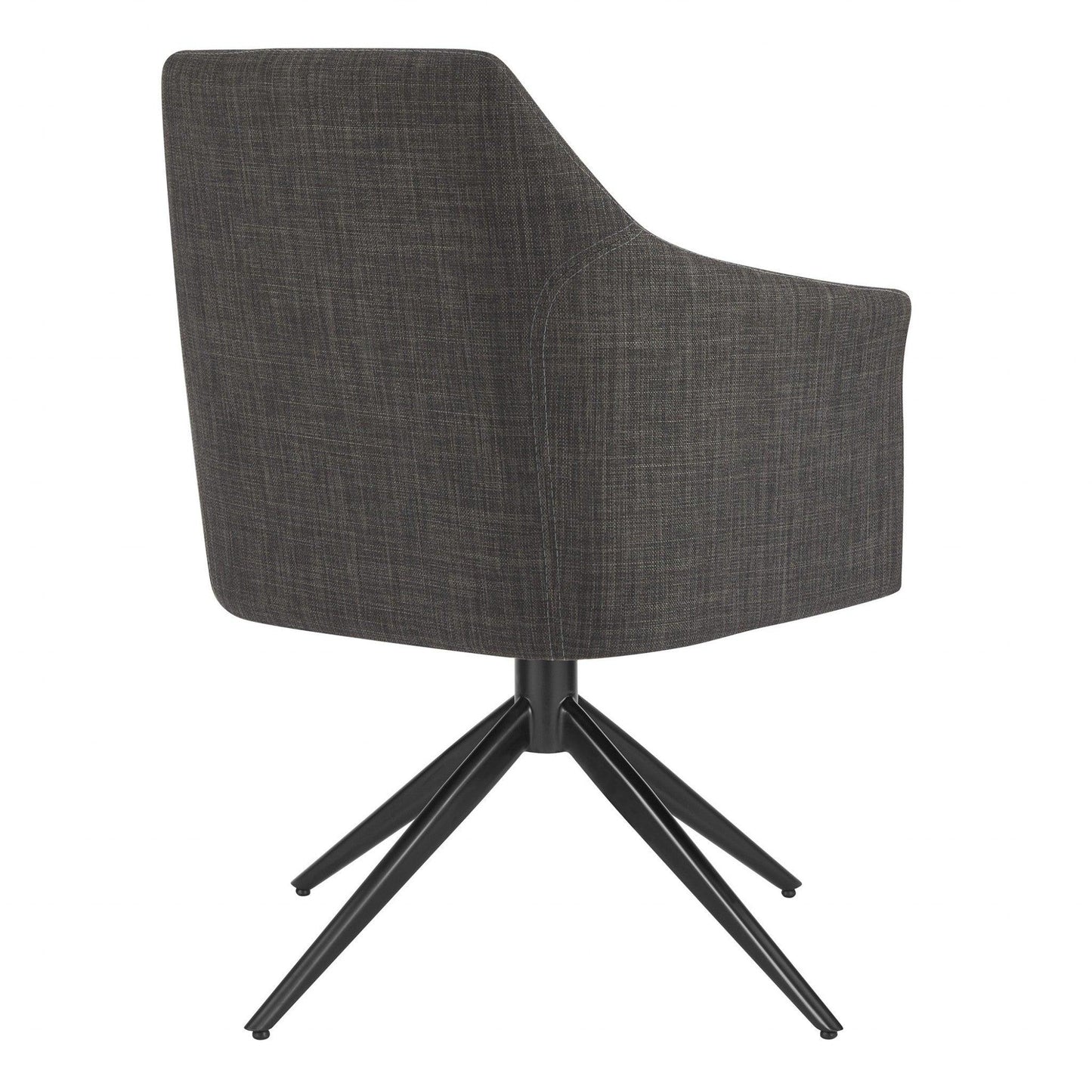 Dark Gray Fabric and Black Swivel Armchair - AFS