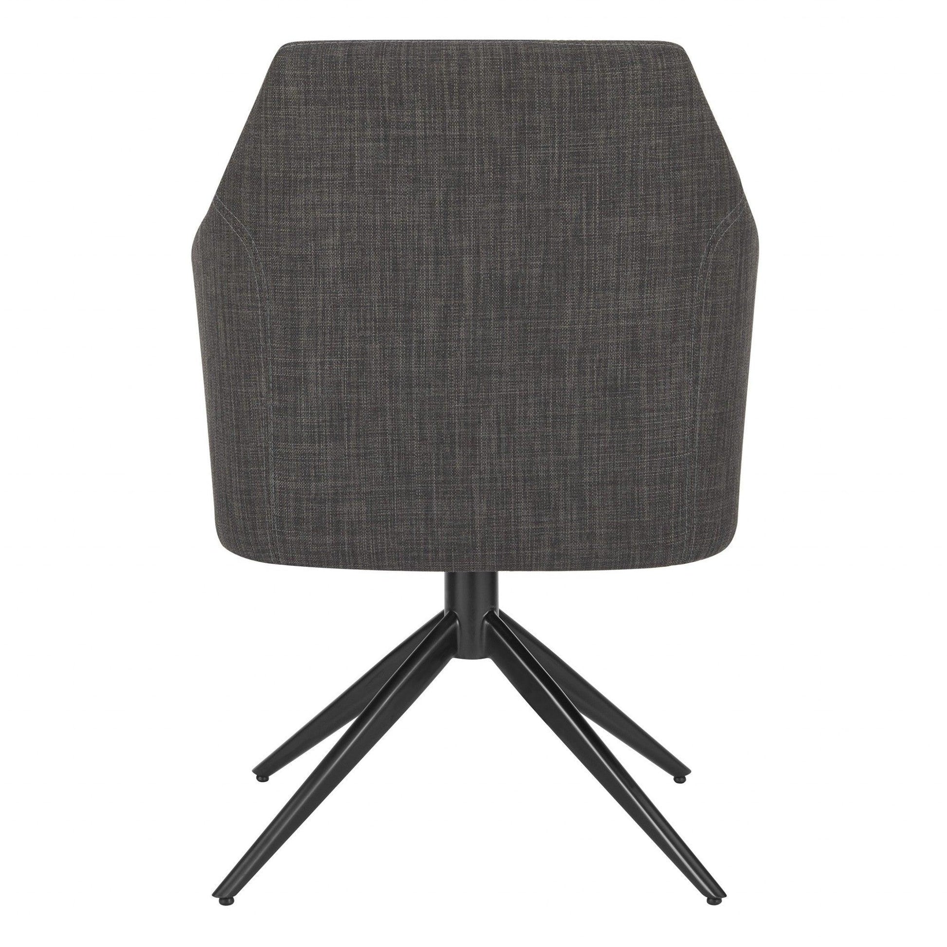 Dark Gray Fabric and Black Swivel Armchair - AFS