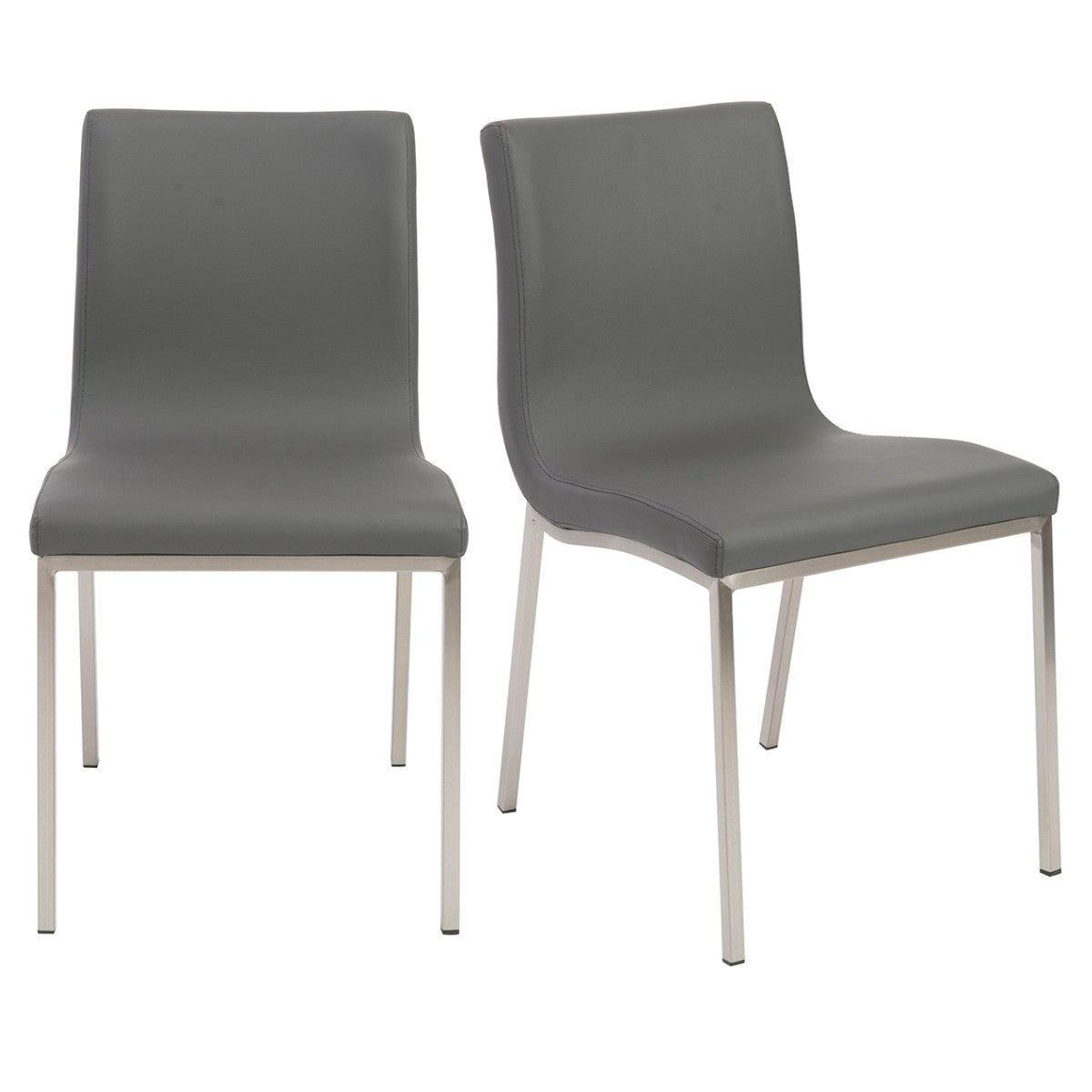 Set of Two Minimalist Light Gray Faux Faux Leather Chairs - AFS