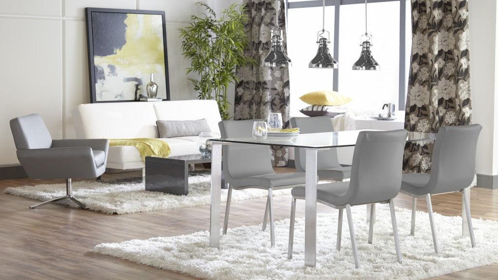 Set of Two Minimalist Light Gray Faux Faux Leather Chairs - AFS