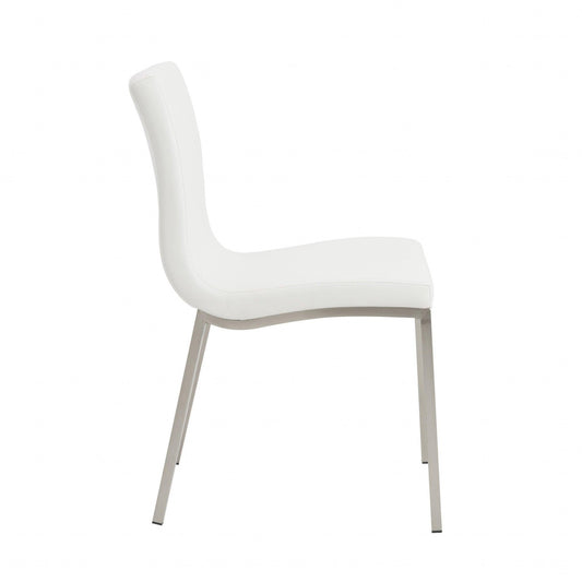 Set of Two Minimalist White Faux Faux Leather Chairs - AFS