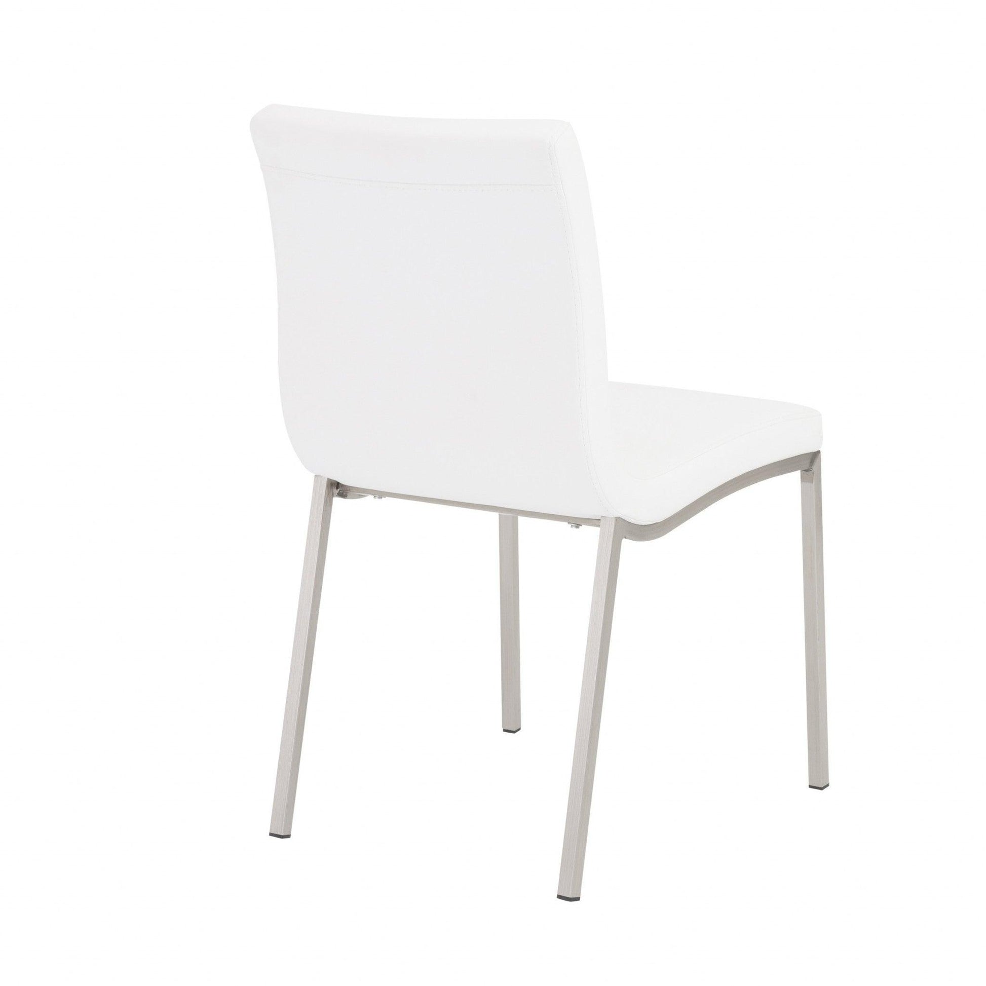 Set of Two Minimalist White Faux Faux Leather Chairs - AFS