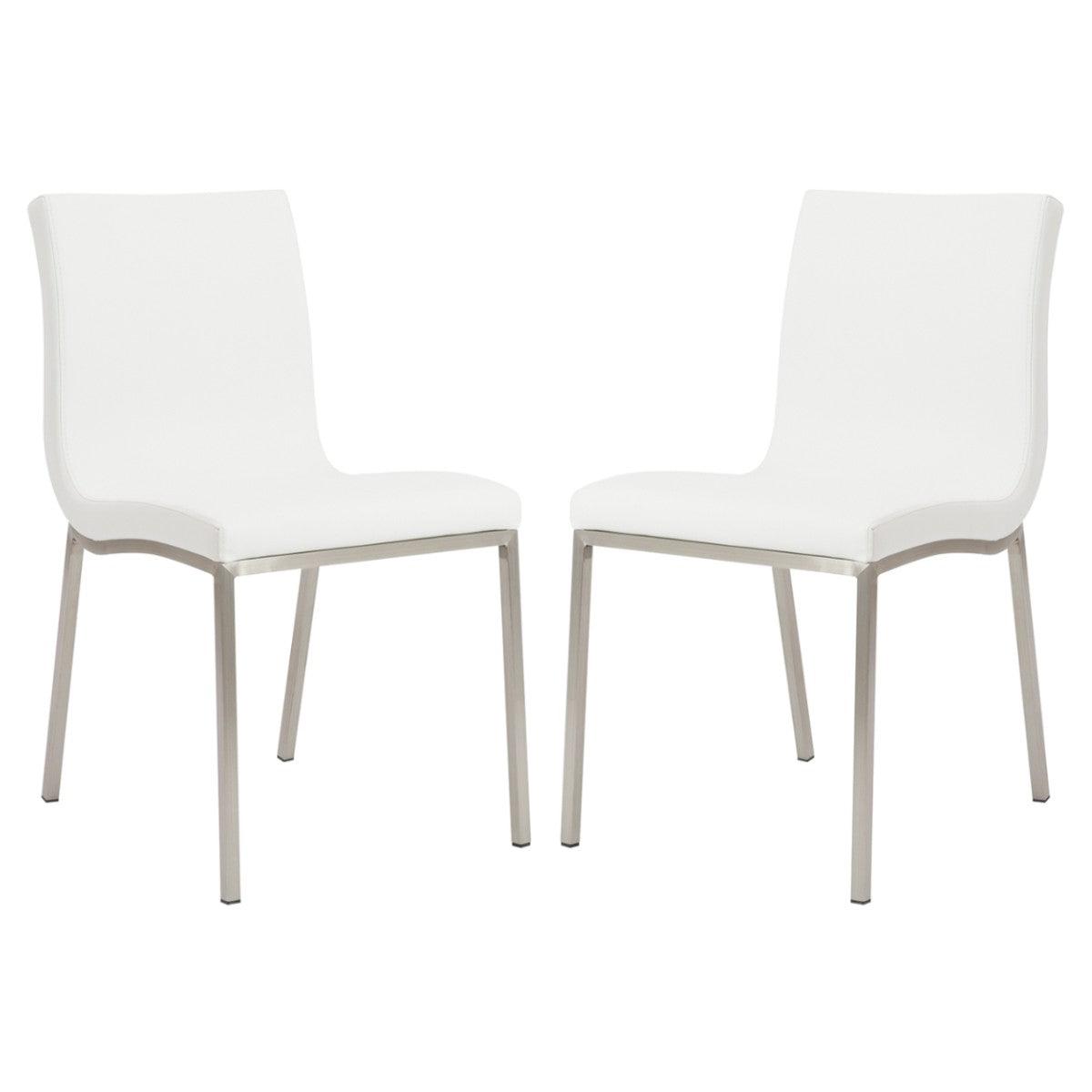 Set of Two Minimalist White Faux Faux Leather Chairs - AFS