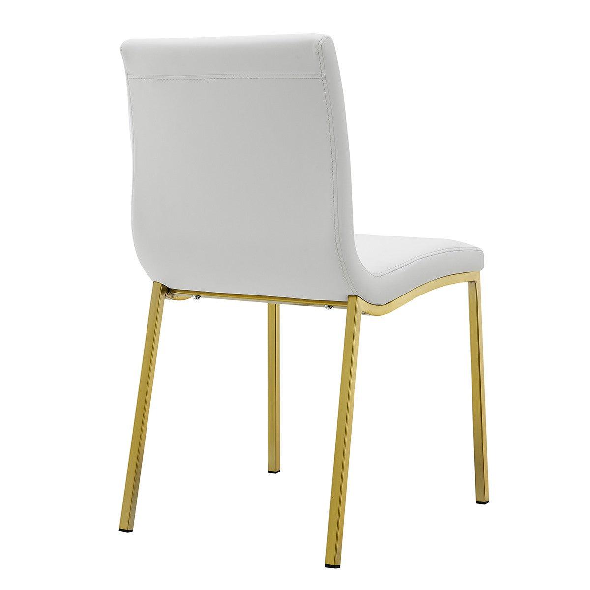 Set of Two Minimalist White Faux Faux Leather and Gold Chairs - AFS