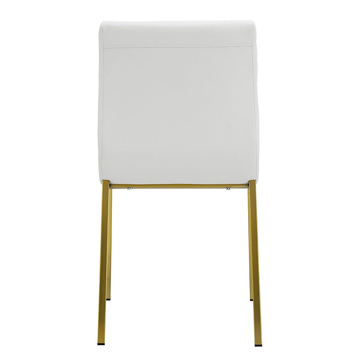 Set of Two Minimalist White Faux Faux Leather and Gold Chairs - AFS