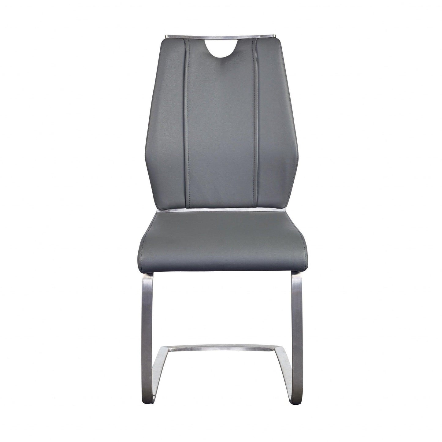 Set of Two Light Gray Faux Leather Cantilever Chairs - AFS