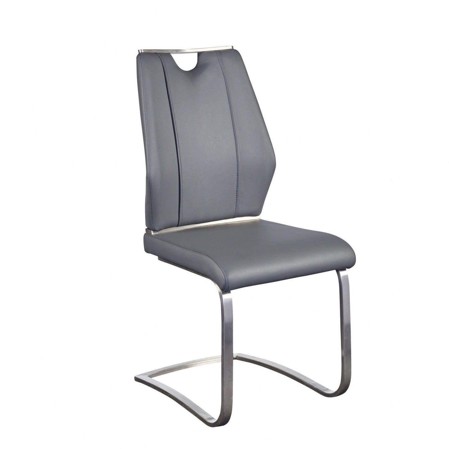 Set of Two Light Gray Faux Leather Cantilever Chairs - AFS