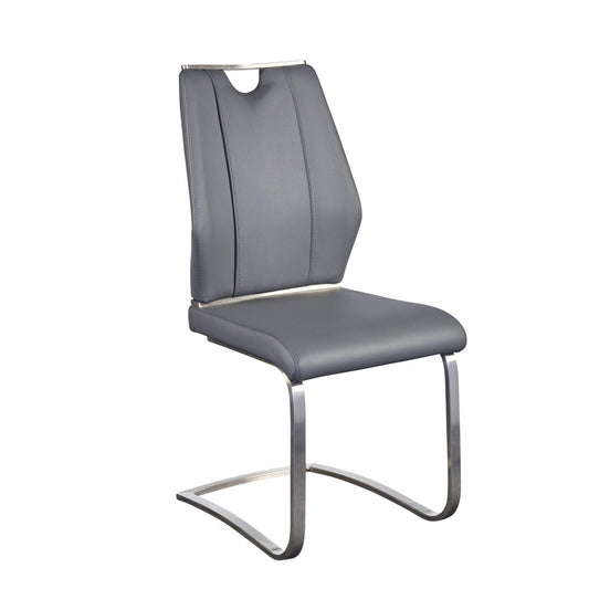 Set of Two Light Gray Faux Leather Cantilever Chairs - AFS