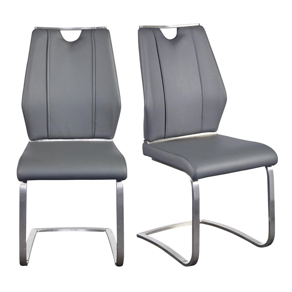 Set of Two Light Gray Faux Leather Cantilever Chairs - AFS