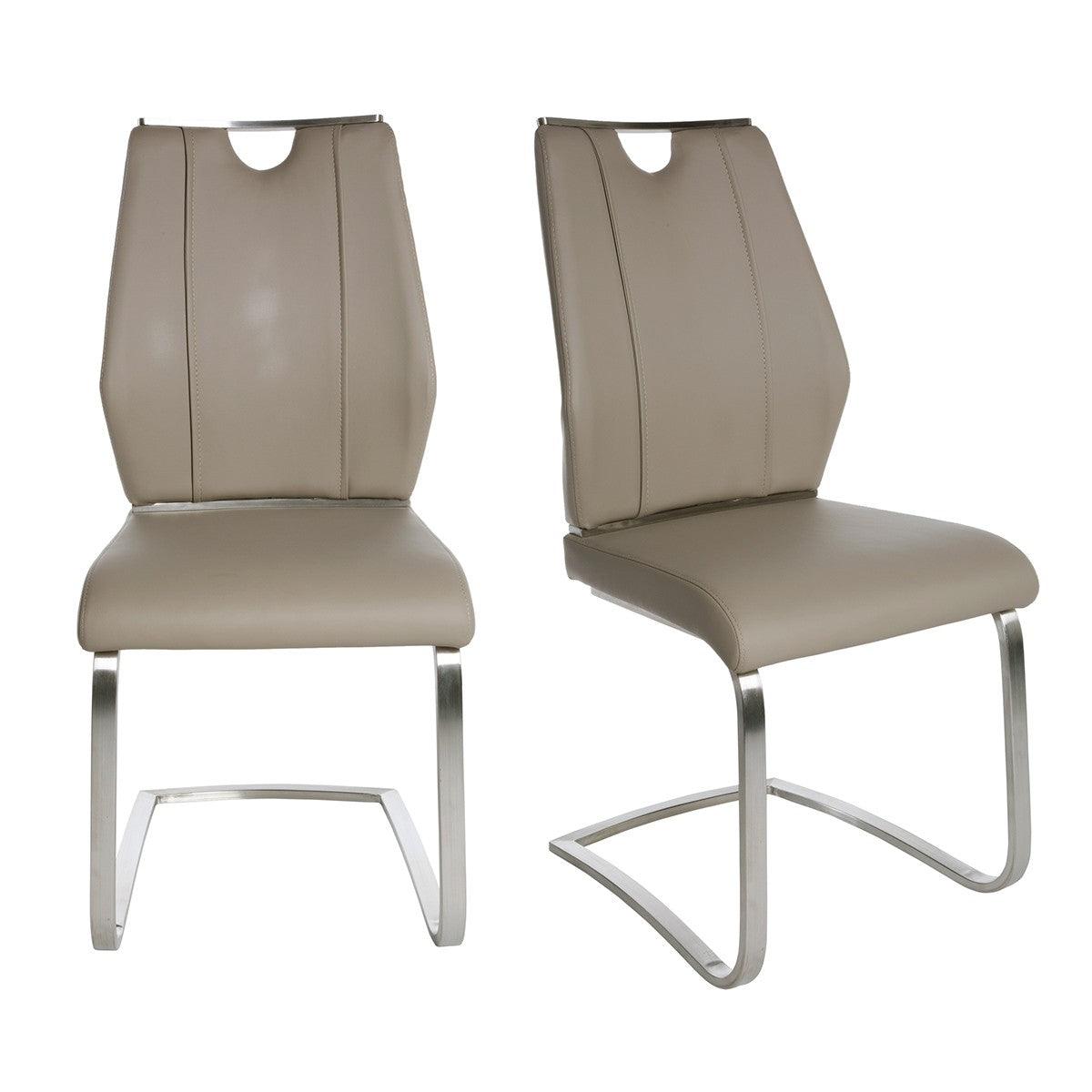 Set of Two Beige Faux Leather Cantilever Chairs - AFS