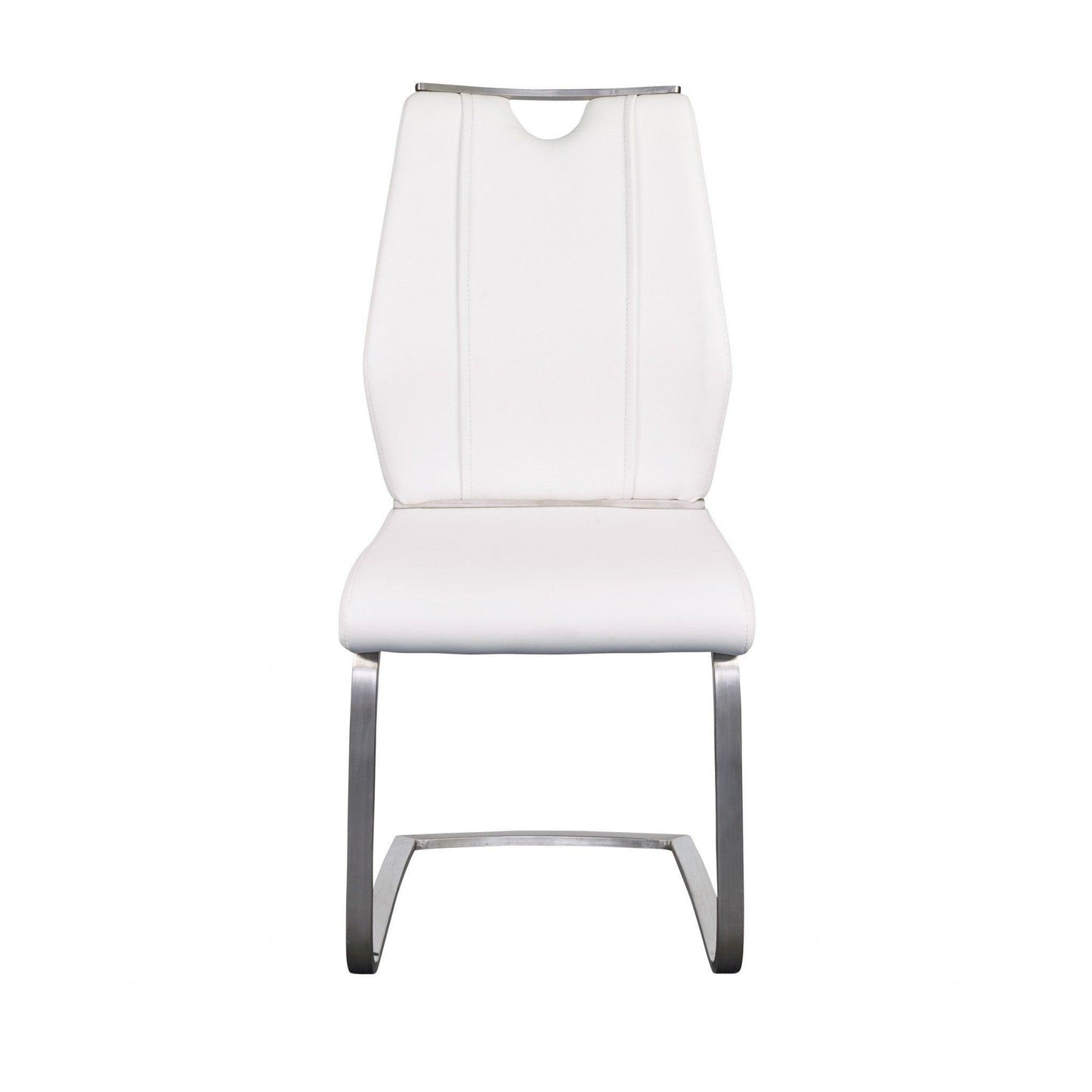 Set of Two White Faux Leather Cantilever Chairs - AFS