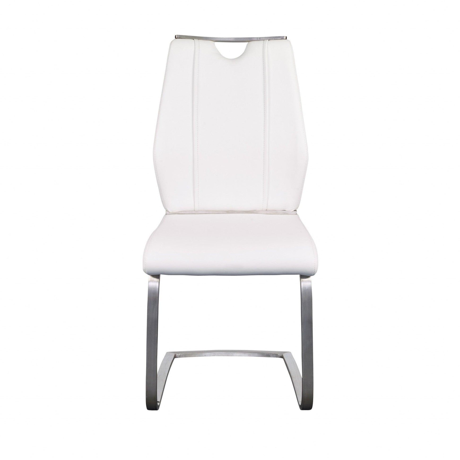 Set of Two White Faux Leather Cantilever Chairs - AFS