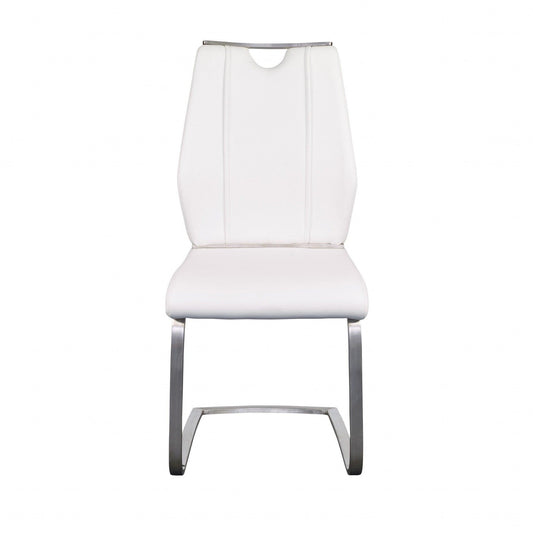 Set of Two White Faux Leather Cantilever Chairs - AFS