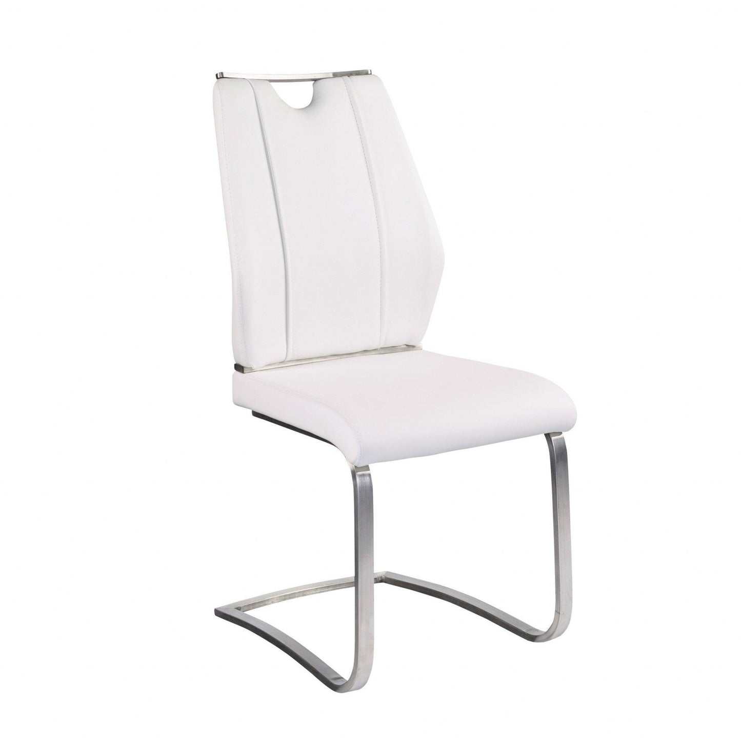 Set of Two White Faux Leather Cantilever Chairs - AFS