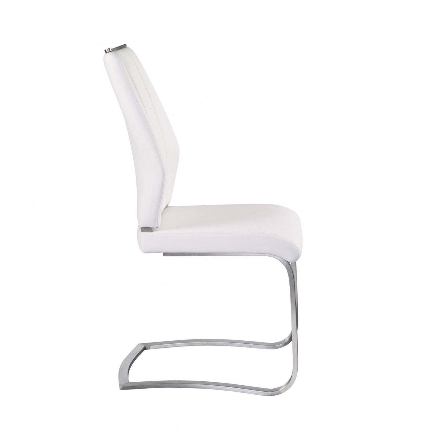 Set of Two White Faux Leather Cantilever Chairs - AFS