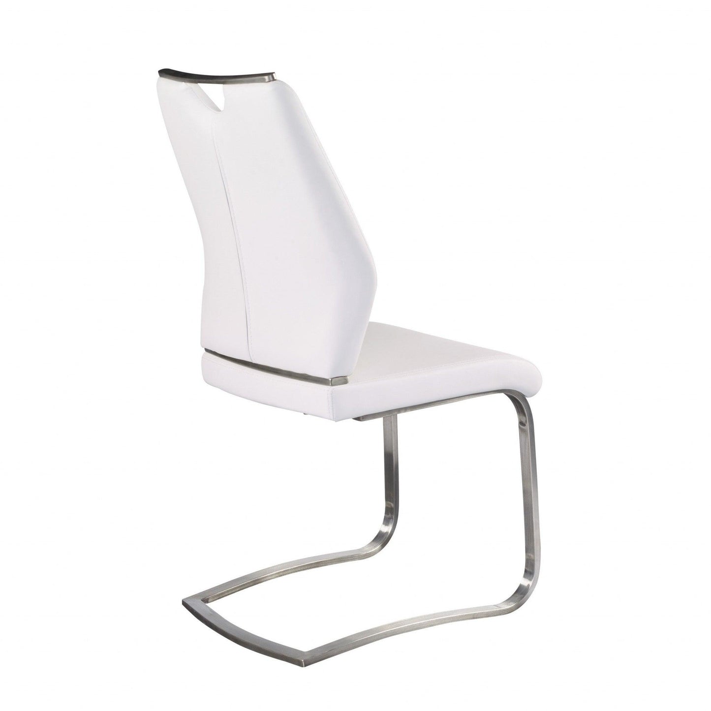 Set of Two White Faux Leather Cantilever Chairs - AFS