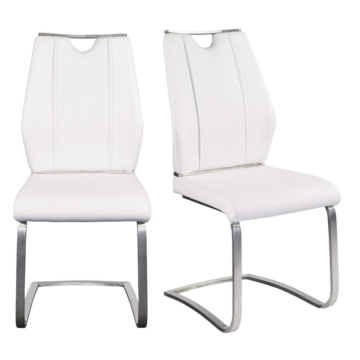 Set of Two White Faux Leather Cantilever Chairs - AFS