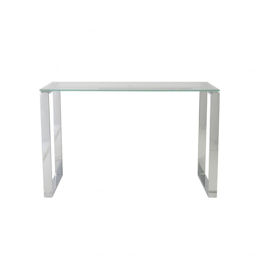 Pro Mod Clear Glass and Polished Stainless Steel Desk - AFS