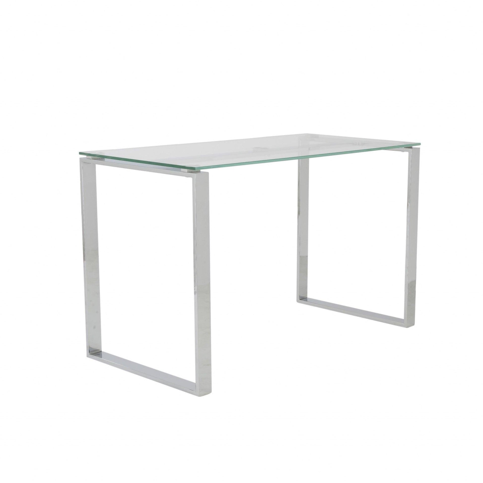 Pro Mod Clear Glass and Polished Stainless Steel Desk - AFS