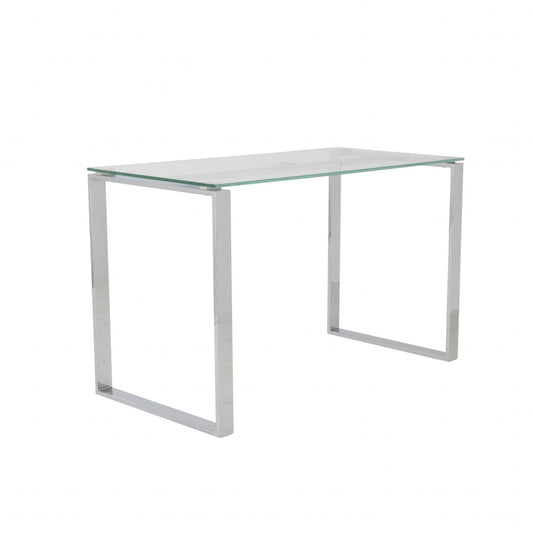 Pro Mod Clear Glass and Polished Stainless Steel Desk - AFS