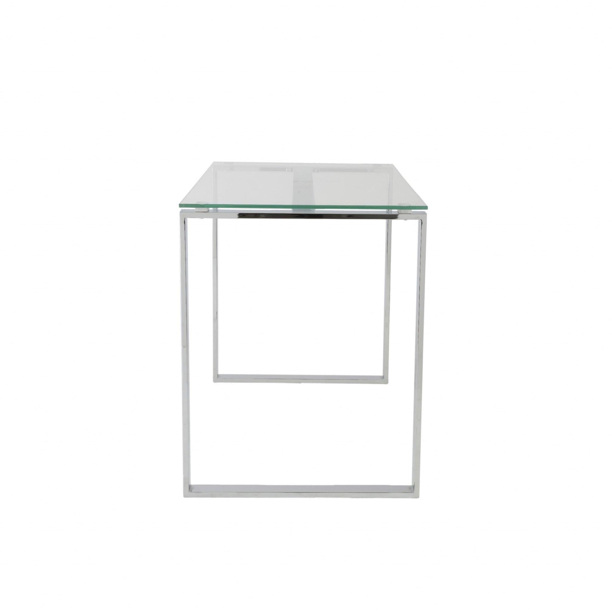 Pro Mod Clear Glass and Polished Stainless Steel Desk - AFS