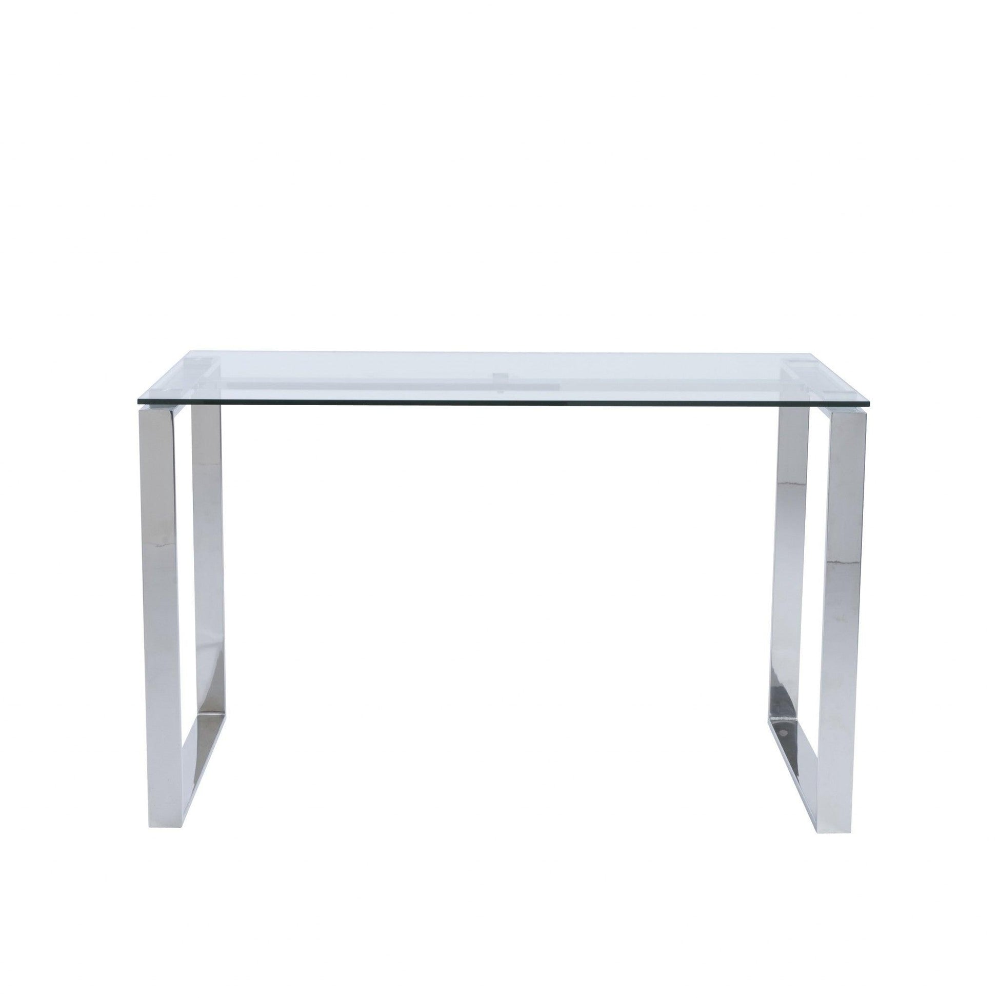 Pro Mod Clear Glass and Polished Stainless Steel Desk - AFS