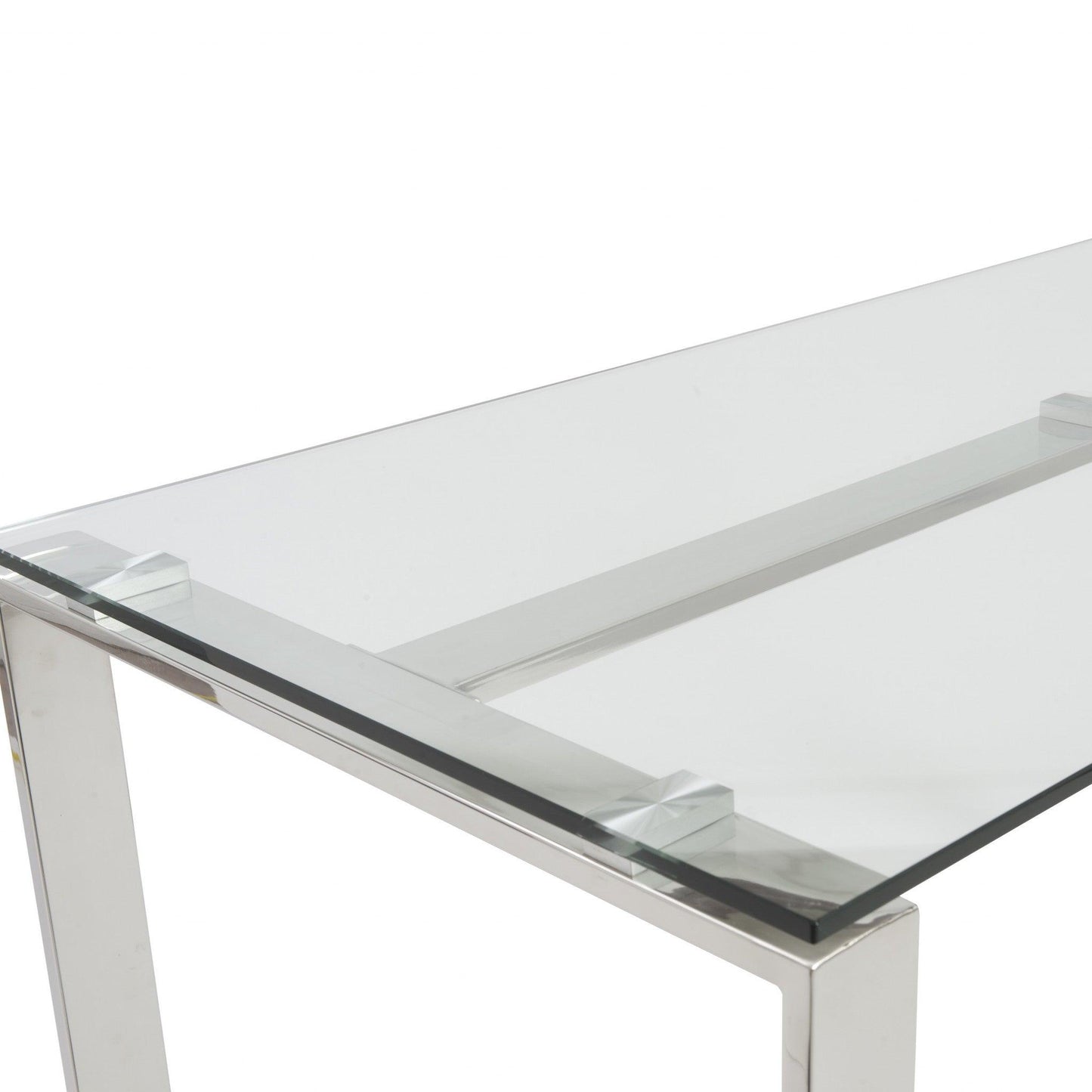 Pro Mod Clear Glass and Polished Stainless Steel Desk - AFS