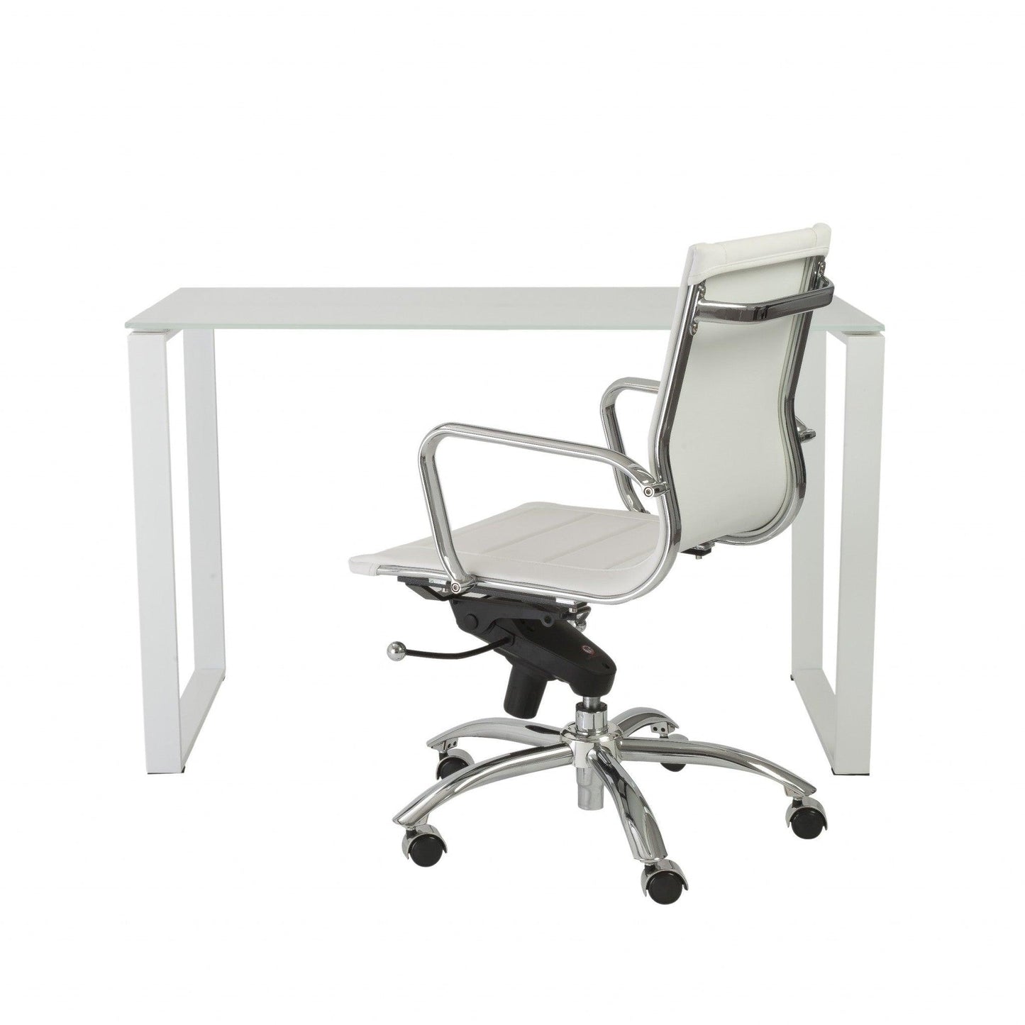 Pro Mod White Glass and White Steel Desk - AFS