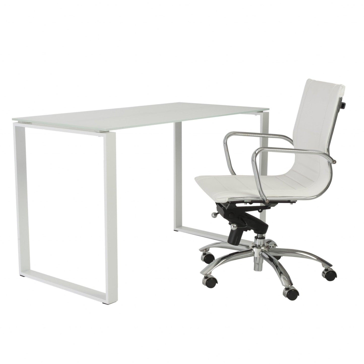 Pro Mod White Glass and White Steel Desk - AFS