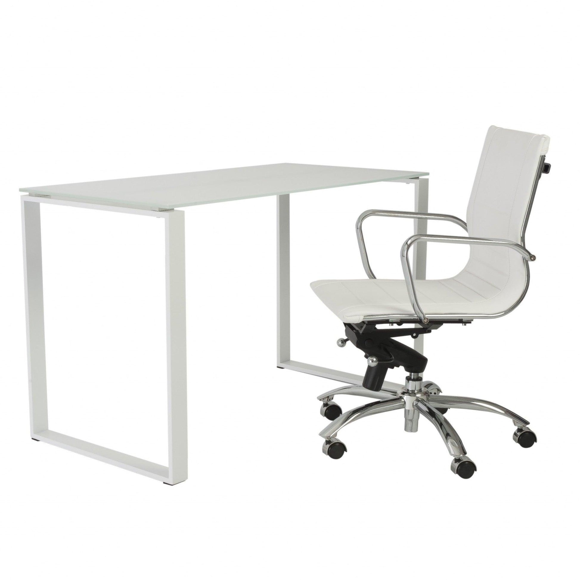 Pro Mod White Glass and White Steel Desk - AFS