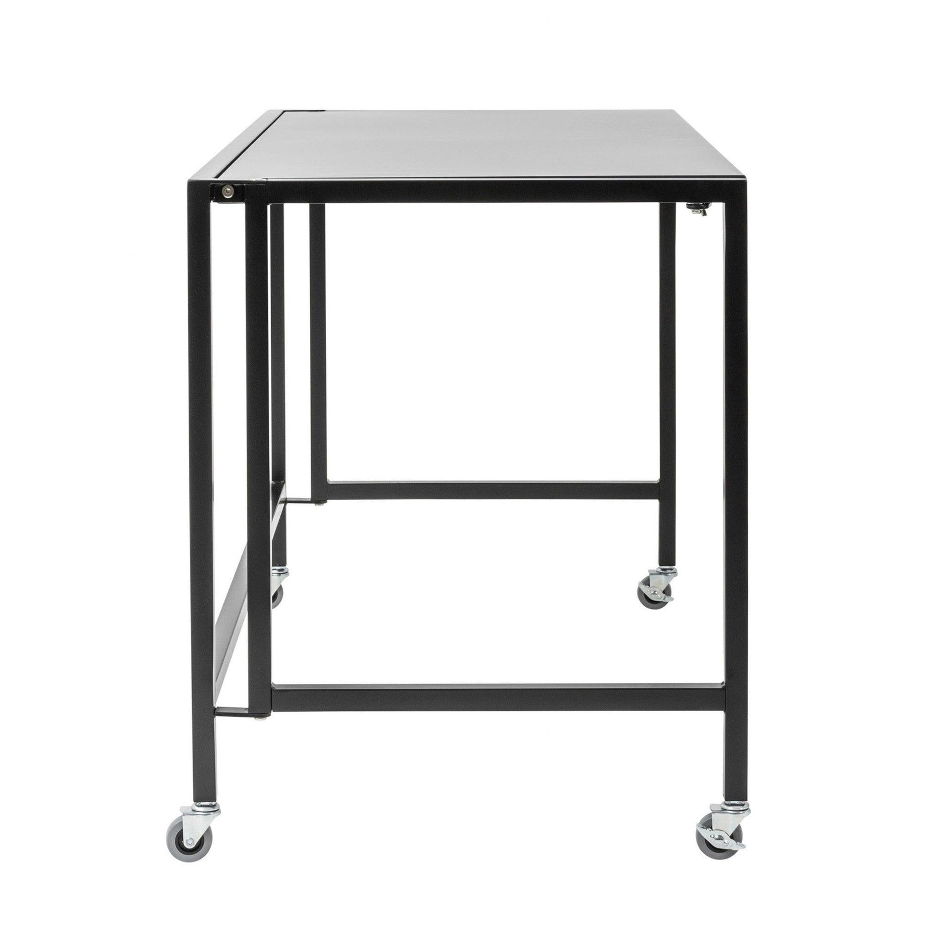 Matte Black Minimalist Metal Folding Table Desk - AFS