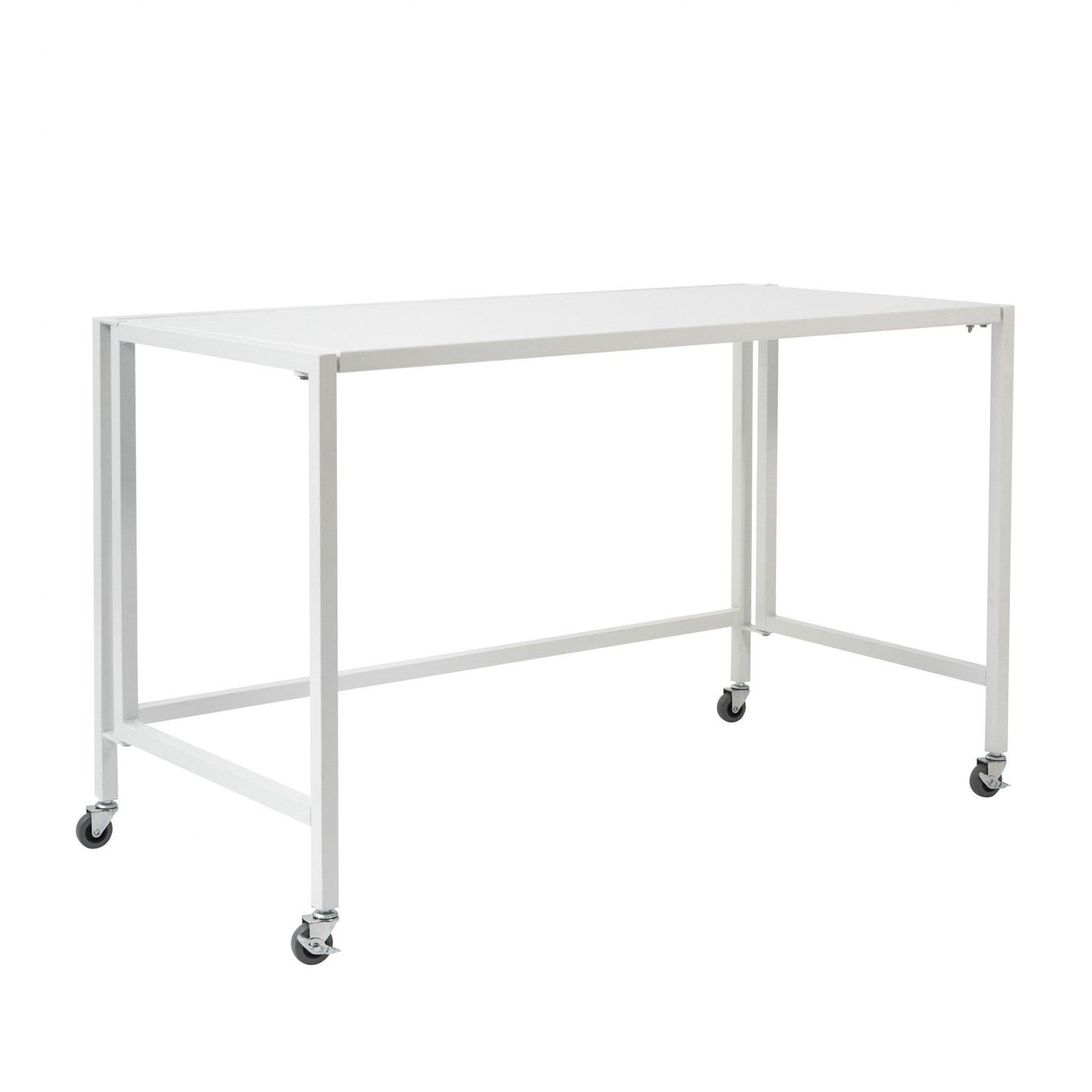 Matte White Metal Minimalist Folding Table Desk - AFS