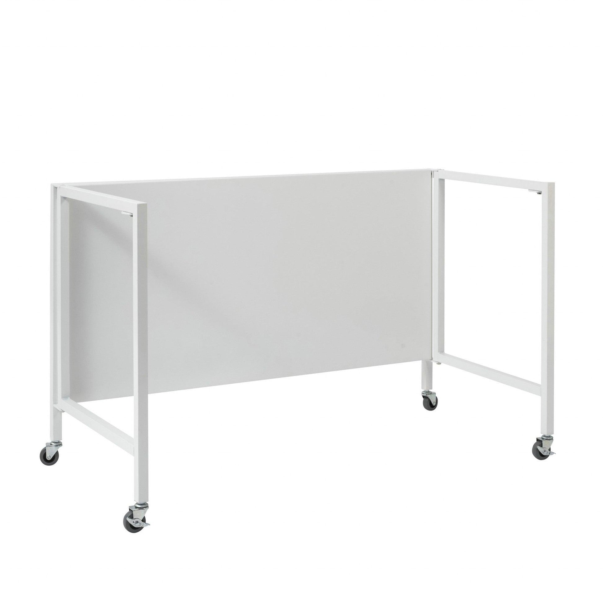 Matte White Metal Minimalist Folding Table Desk - AFS