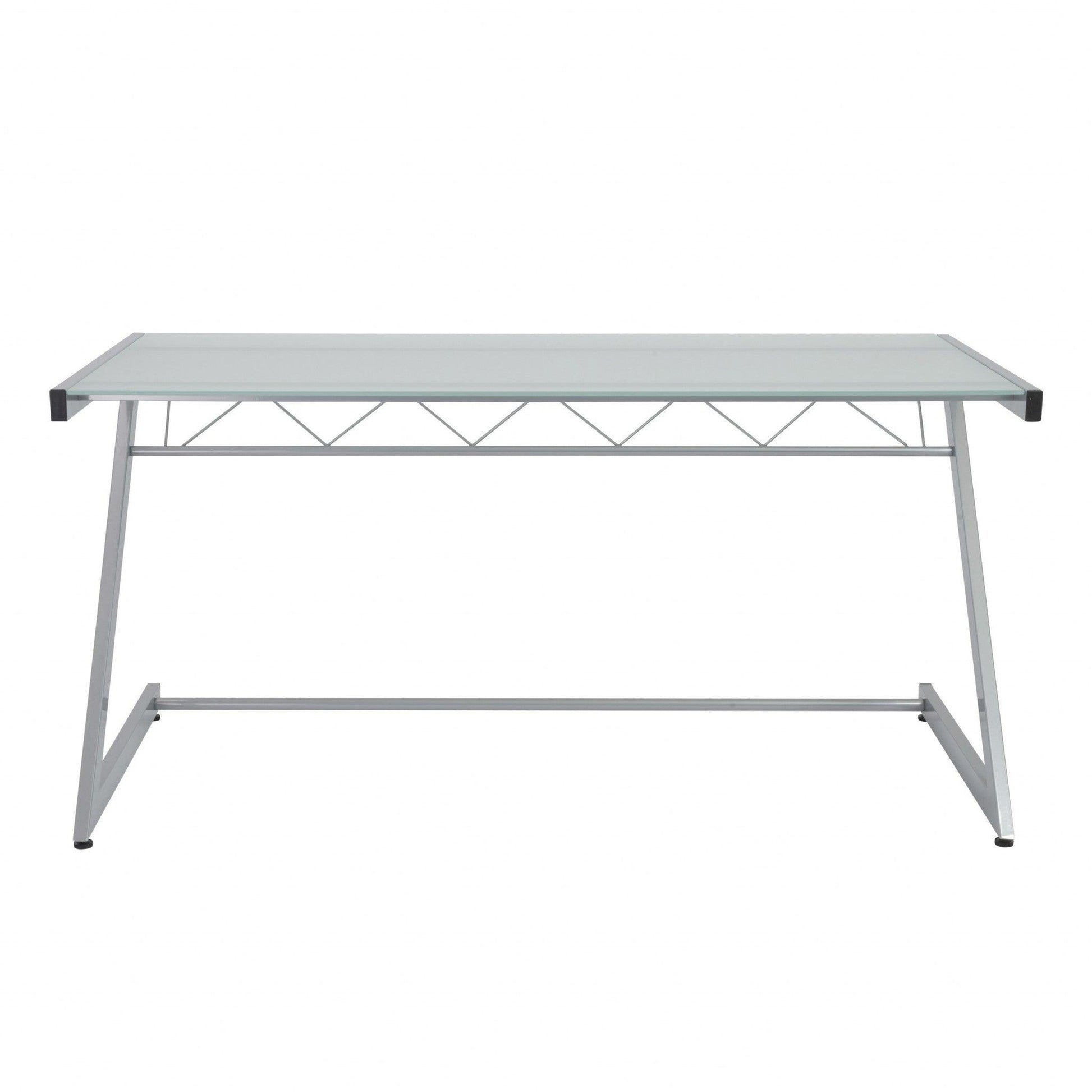 Contemporary Chrome and Frosted Glass Desk - AFS