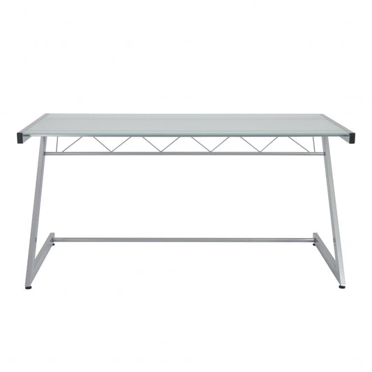 Contemporary Chrome and Frosted Glass Desk - AFS