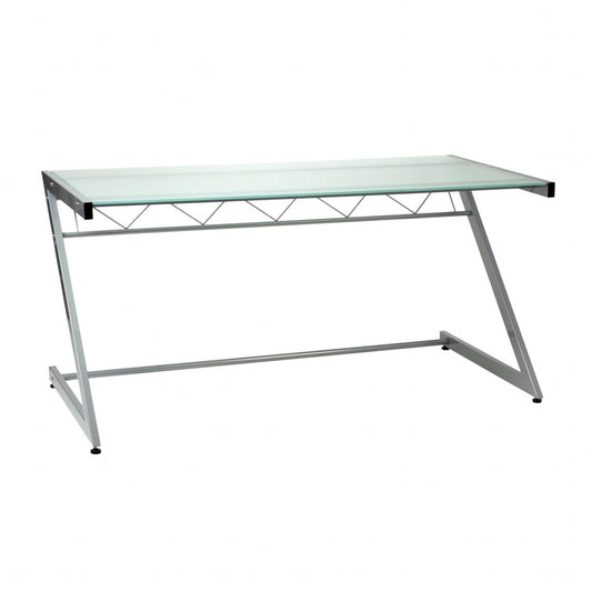 Contemporary Chrome and Frosted Glass Desk - AFS